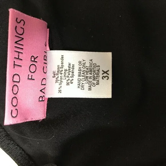 VIXEN MICHELINE PITT - WOMEN'S 3X -BLACK 3/4 LENGTH SLEEVE V NECK DRESS - Picture 8 of 8